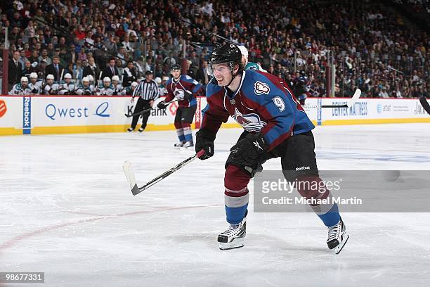 Matt Duchene of the Colorado Avalanche skates against the San Jose Sharks in Game Six of the Western Conference Quarterfinals during the 2010 NHL...