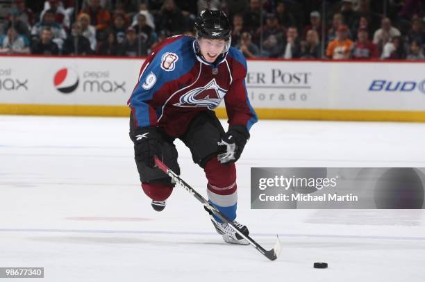 Matt Duchene of the Colorado Avalanche skates against the San Jose Sharks in Game Six of the Western Conference Quarterfinals during the 2010 NHL...