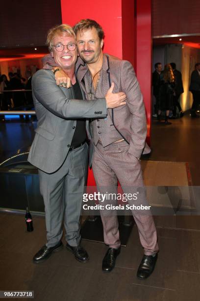 Andre Eisermann and Philipp Hochmair during the opening night of the Munich Film Festival 2018 at Mathaeser Filmpalast on June 28, 2018 in Munich,...