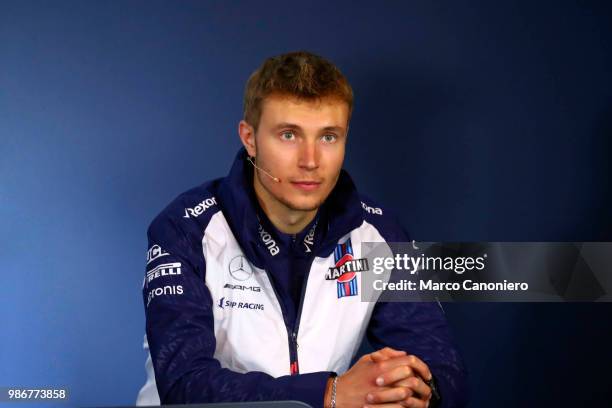 Sergey Sirotkin of Russia and Williams Martini in the Drivers Press Conference during previews ahead of the Formula One Grand Prix of Austria.