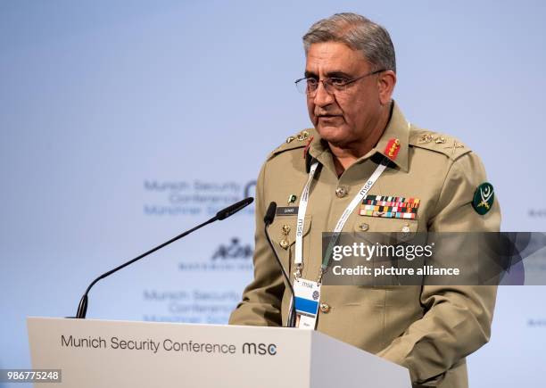 Qamar Javed Bajwa, Chief of Pakistan Army Staff, delivers a speech at the 54th Munich Security Conference in Munich, Germany, 16 February 2018. More...