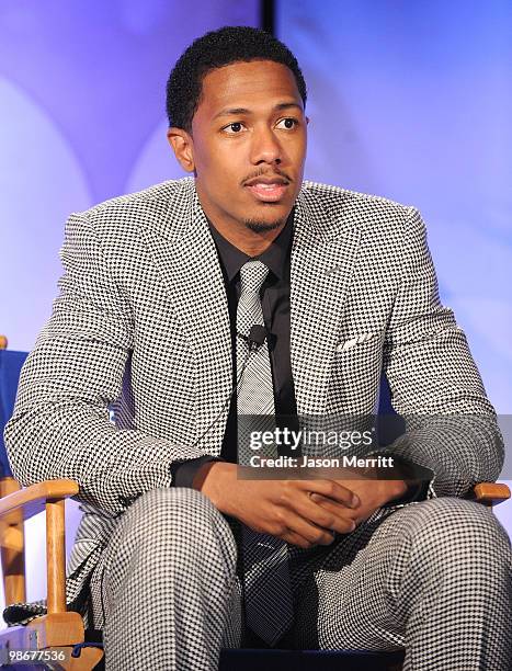 Host Nick Canon talks with reporters at the NBC Universal Summer Press Day on April 26, 2010 in Pasadena, California.