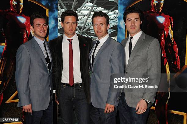 Ollie Baines, Stephen Bowman, Humphrey Berney and Jules Knight of classical vocal group Blake attend the 'Iron Man 2' VIP screening at Vue Westfield...