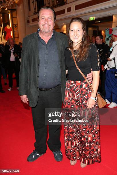 Andreas Giebel and his daughter Sarah Giebel during the opening night of the Munich Film Festival 2018 reception at Hotel Bayerischer Hof on June 28,...
