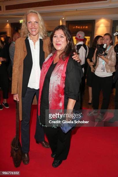 Juliane Koehler and Eva Mattes during the opening night of the Munich Film Festival 2018 reception at Hotel Bayerischer Hof on June 28, 2018 in...