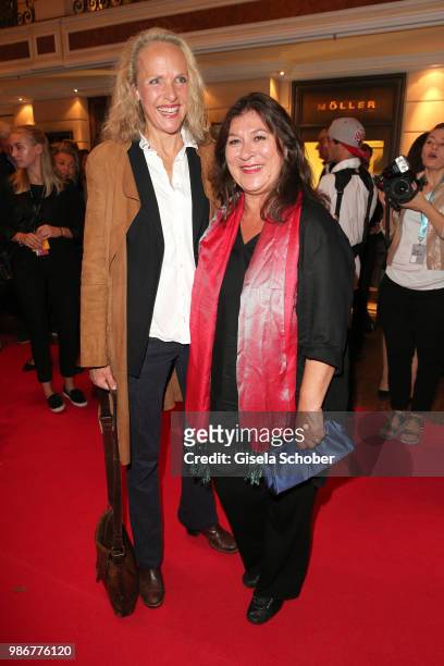 Juliane Koehler and Eva Mattes during the opening night of the Munich Film Festival 2018 reception at Hotel Bayerischer Hof on June 28, 2018 in...