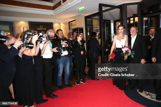 Peri Baumeister and Joachim Krol during the opening night of the Munich Film Festival 2018 reception at Hotel Bayerischer Hof on June 28, 2018 in...