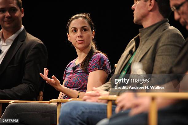The Hollywood Reporters; Georg Szalai, filmmaker Alexandra Codina and director Michael Madsen speak during Tribeca Talks Industry: Documentary during...