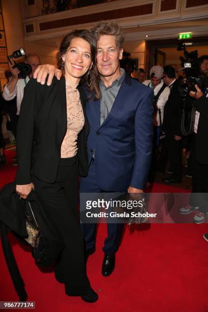 Tobias Moretti and his wife Julia Moretti during the opening night of the Munich Film Festival 2018 reception at Hotel Bayerischer Hof on June 28,...