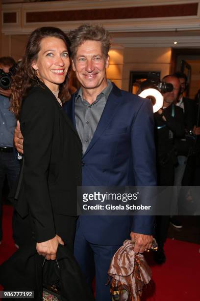 Tobias Moretti and his wife Julia Moretti during the opening night of the Munich Film Festival 2018 reception at Hotel Bayerischer Hof on June 28,...