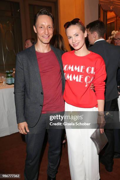 Hendrik Heutmann and Alina Levshin during the opening night of the Munich Film Festival 2018 reception at Hotel Bayerischer Hof on June 28, 2018 in...