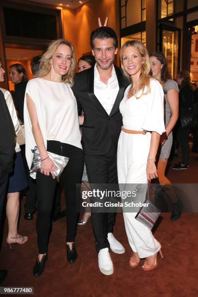 Judith Richter, Florian Odendahl , Nina Gnaedig during the opening night of the Munich Film Festival 2018 reception at Hotel Bayerischer Hof on June...