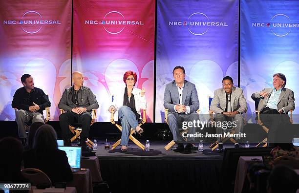 Executive producer Jason Raff, Judge Howie Mandel, judge Sharon Osbourne, judge Piers Morgan, host Nick Canon, and executive producer Ken Warwick...