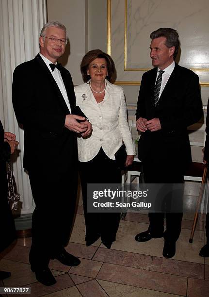 Hesse governor Roland Koch , Charlotte Knobloch and Baden-Wuerttemberg governor Guenther Oettinger attend the Roland Berger Award for Human Dignity...