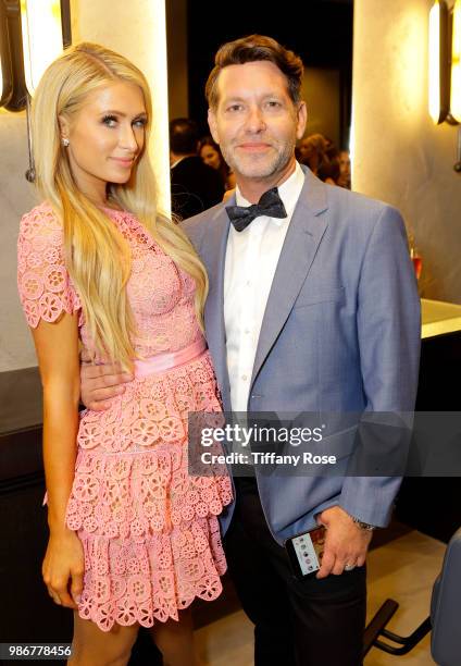 Paris Hilton and Rob Pausmith attend the TOTALEE launch at TOTALEE on the Alley on June 28, 2018 in Beverly Hills, California.