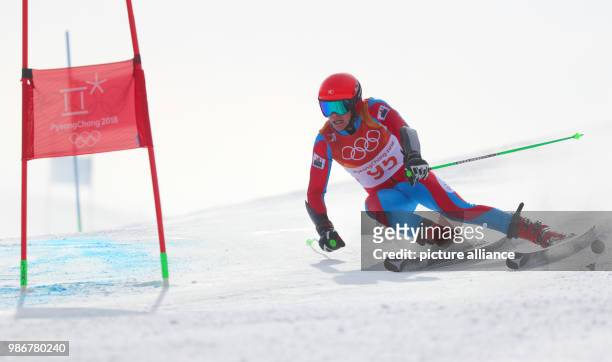 February 2018, South Korea, Pyeongchang, Olympics, Alpine Skiing, Giant slalom, men, 1st heat, Yongpyong Alpine centre: Matthieu Osch of Luxembourg...