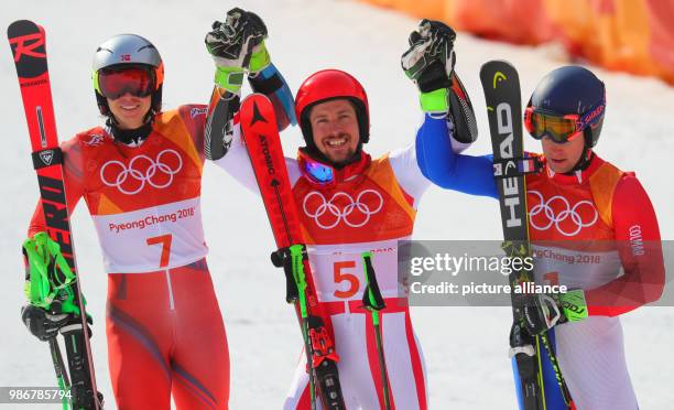 February 2018, South Korea, Pyeongchang, Olympics, Alpine Skiing, Giant slalom, men, 2nd heat, Yongpyong Alpine centre: Henrik Kristoffersen of...