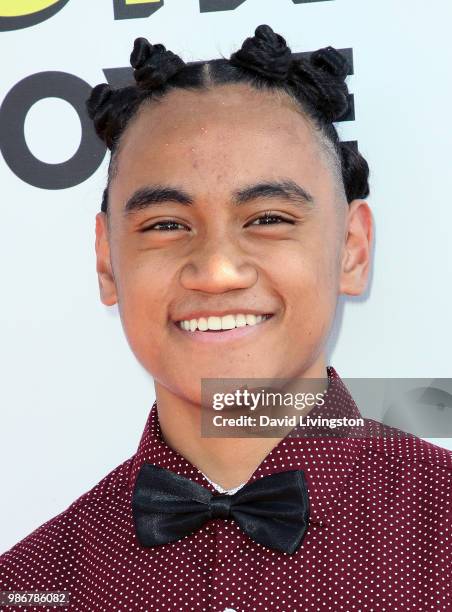 Actor/singer Siaki Sii attends Gen-Z Studio Brat's premiere of "Chicken Girls" at Ahrya Fine Arts Theater on June 28, 2018 in Beverly Hills,...