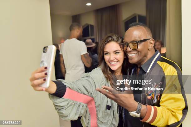 Hailee Lautenbach and Randy Jackson attend Diesel Presents Scott Lipps Photography Exhibition 'Rocks Not Dead' at Sunset Tower on June 28, 2018 in...
