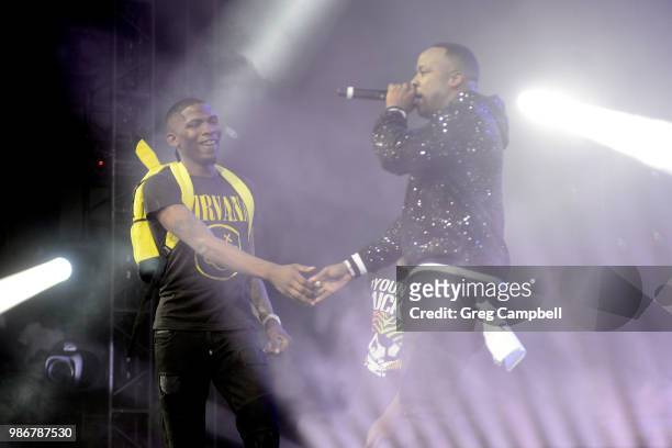 BlocBoy JB and Yo Gotti perform onstage during the 6th Yo Gotti Birthday Bash at FedExForum on June 28, 2018 in Memphis, Tennessee.