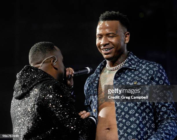 Yo Gotti and Moneybagg Yo perform onstage during the 6th Yo Gotti Birthday Bash at FedExForum on June 28, 2018 in Memphis, Tennessee.