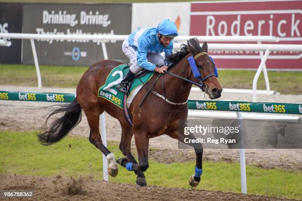 Clear Signal ridden by Damien Oliver wins the J.T Dixon BM70 Handicap at Geelong Synthetic Racecourse on June 29, 2018 in Geelong, Australia.