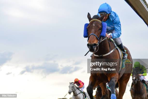 Clear Signal ridden by Damien Oliver wins the J.T Dixon BM70 Handicap at Geelong Synthetic Racecourse on June 29, 2018 in Geelong, Australia.