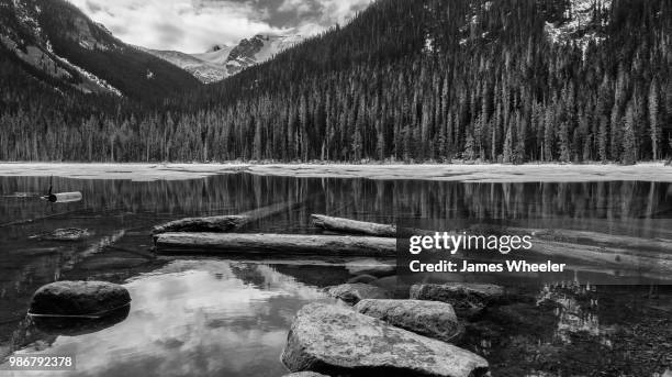 lower joffre lake black and white - forrest wheeler fotografías e imágenes de stock