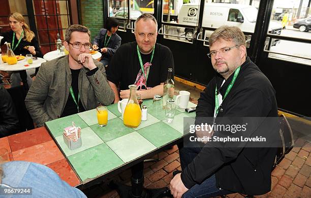 Michael Madsen, Thorkell Hardarson and Orn Marino Arnarson attend the Director's Brunch during the 2010 Tribeca Film Festival at The Park on April...