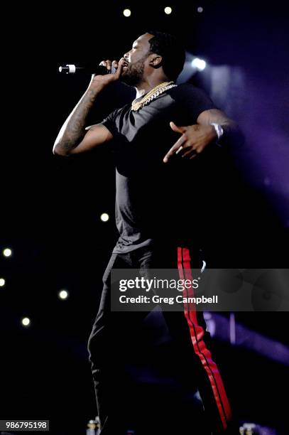 Meek Mill performs onstage during the 6th Yo Gotti Birthday Bash at FedExForum on June 28, 2018 in Memphis, Tennessee.