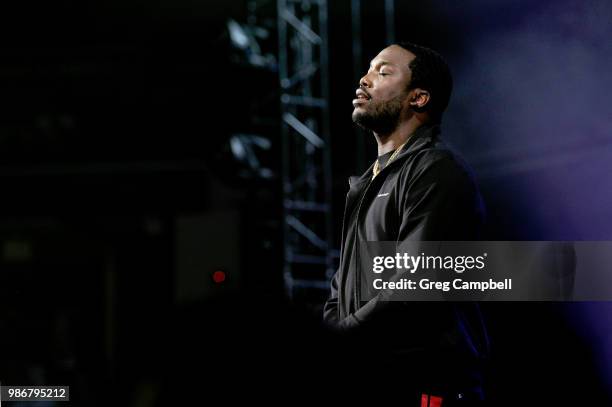 Meek Mill performs onstage during the 6th Yo Gotti Birthday Bash at FedExForum on June 28, 2018 in Memphis, Tennessee.