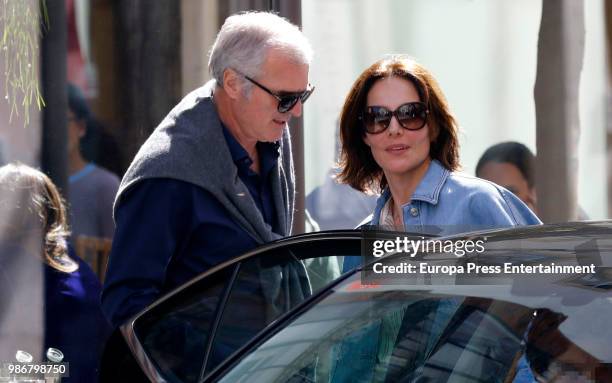 Mexican Adriana Abascal and her husband Emmanuel Schreder leave a restaurant on May 13, 2018 in Madrid, Spain.