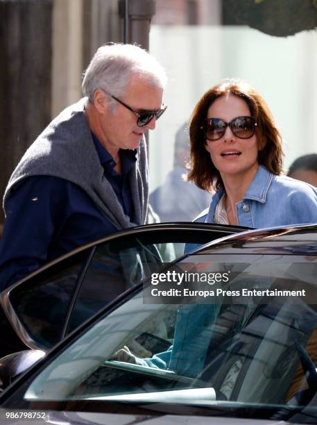 Mexican Adriana Abascal and her husband Emmanuel Schreder leave a restaurant on May 13, 2018 in Madrid, Spain.