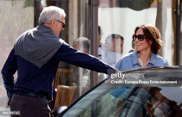 Mexican Adriana Abascal and her husband Emmanuel Schreder leave a restaurant on May 13, 2018 in Madrid, Spain.