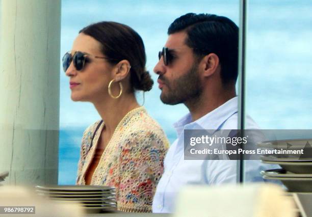 Paula Echevarria and Miguel Torres are seen on April 30, 2018 in Marbella, Spain.