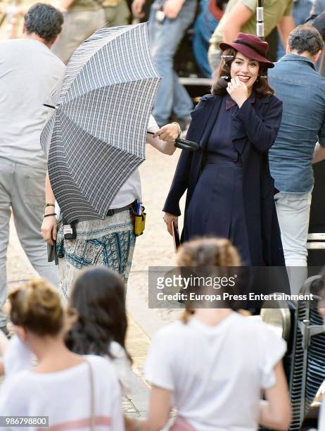 Blanca Suarez is seen during the set filming of the Netflix serie 'Las Chicas del Cable' on April 26, 2018 in Madrid, Spain.