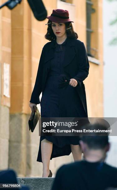 Blanca Suarez is seen during the set filming of the Netflix serie 'Las Chicas del Cable' on April 26, 2018 in Madrid, Spain.