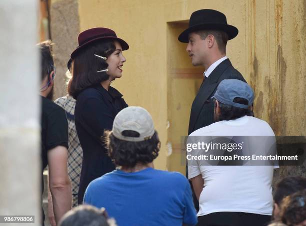 Blanca Suarez and Luis Fernandez are seen during the set filming of the Netflix serie 'Las Chicas del Cable' on April 26, 2018 in Madrid, Spain.