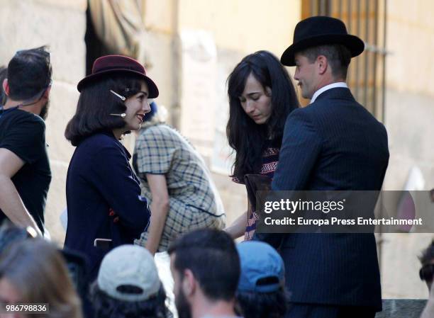 Blanca Suarez and Luis Fernandez are seen during the set filming of the Netflix serie 'Las Chicas del Cable' on April 26, 2018 in Madrid, Spain.