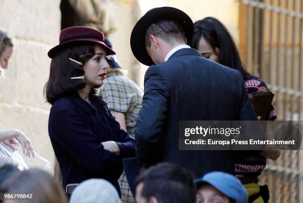 Blanca Suarez and Luis Fernandez are seen during the set filming of the Netflix serie 'Las Chicas del Cable' on April 26, 2018 in Madrid, Spain.