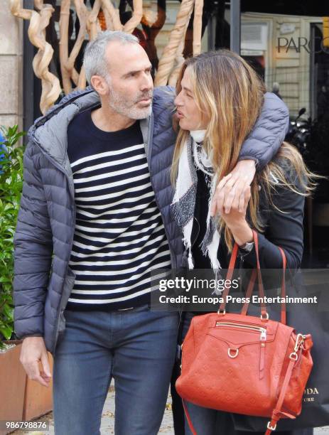 Alex Corretja celebrates his 44th birthday with his girlfriend Martina Klein on April 11, 2018 in Barcelona, Spain.