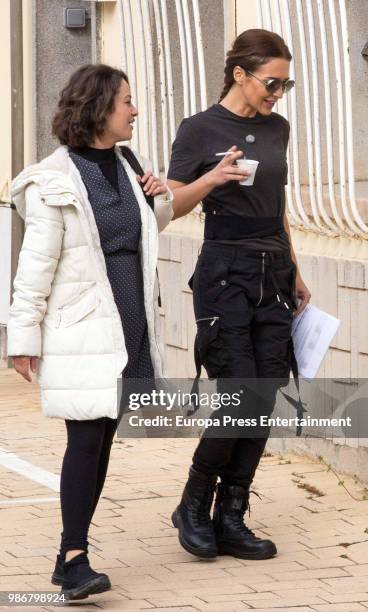 Paula Echevarria is seen during a break of 'Los nuestros' tv serie on May 8, 2018 in Madrid, Spain.