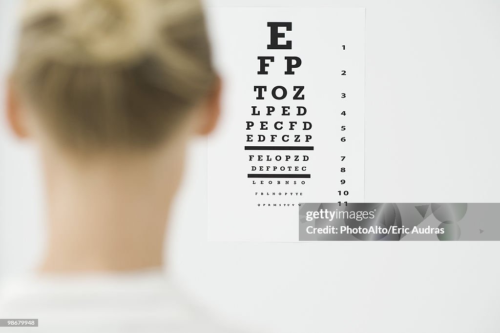 Woman taking eye exam