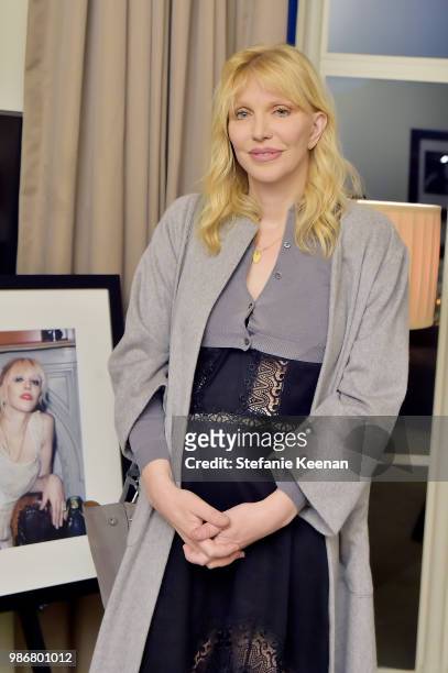 Courtney Love attends Diesel Presents Scott Lipps Photography Exhibition 'Rocks Not Dead' at Sunset Tower on June 28, 2018 in Los Angeles, California.