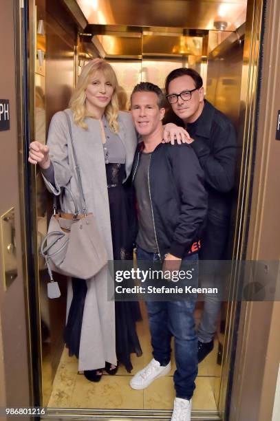 Courtney Love, Scott Lipps and Donovan Leitch attend Diesel Presents Scott Lipps Photography Exhibition 'Rocks Not Dead' at Sunset Tower on June 28,...