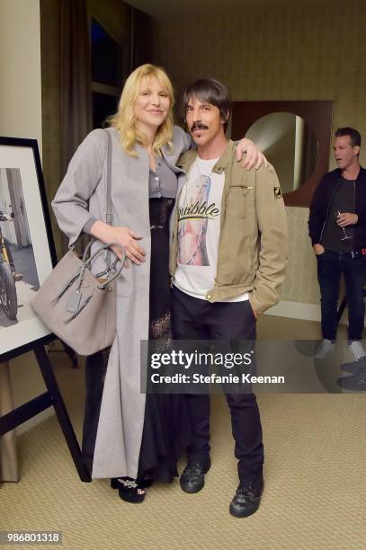 Courtney Love and Anthony Kiedis attend Diesel Presents Scott Lipps Photography Exhibition 'Rocks Not Dead' at Sunset Tower on June 28, 2018 in Los...