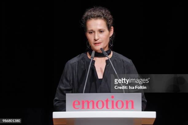 Award winner 'Frauen in Fuehrungspositionen' during the Emotion Award at Curio Haus on June 28, 2018 in Hamburg, Germany.