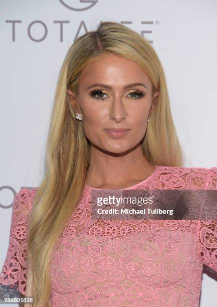 Paris Hilton attends the launch of stylist Lee Rittiner's TOTALEE hair care system and atelier at TOTALEE on the ALLEY Beverly Hills on June 28, 2018...