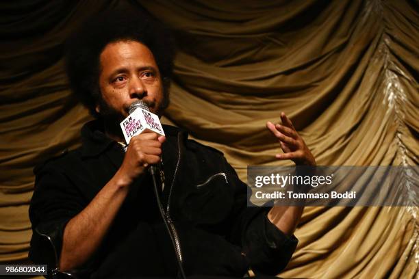 Director Boots Riley attends the Film Independent At LACMA Presents Screening And Q&A Of "Sorry To Bother You" at Bing Theater At LACMA on June 28,...