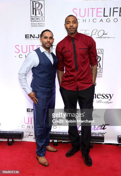 Cesar Marin and Kenyon Martin attend Suite Life Welcome The BIG 3 NBA Veterans To Chicago at Perillo Rolls Royce on June 28, 2018 in Chicago,...